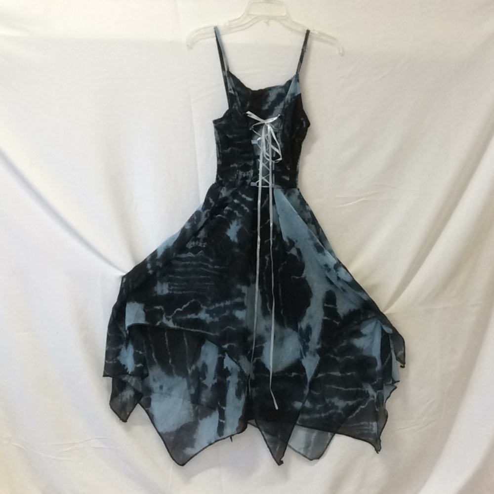 New long full handkerchief hem laced front,  gauzy